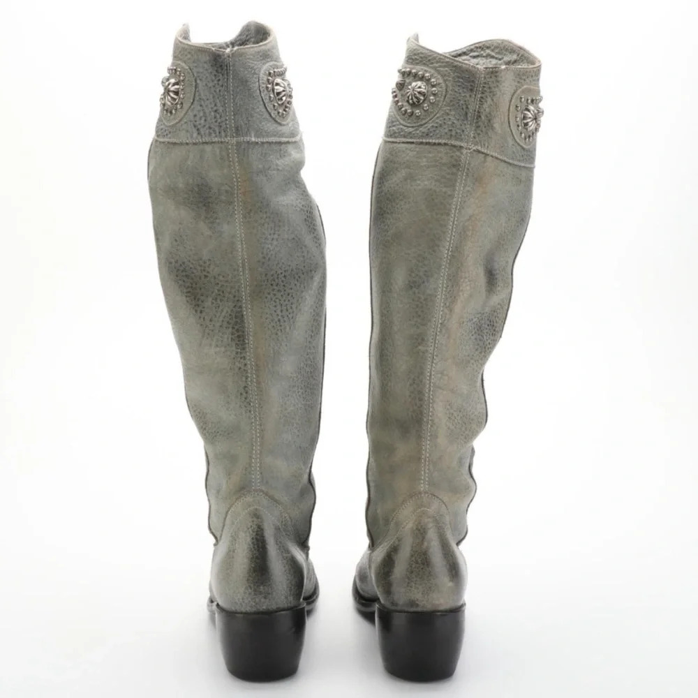 Old Gringo Grey Calfskin Tall Leather Boots - Picture 3 of 5